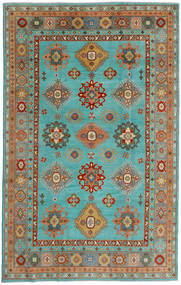 Kazak Fine Teppich 198X313 Türkis/Braun Wolle, Afghanistan Carpetvista