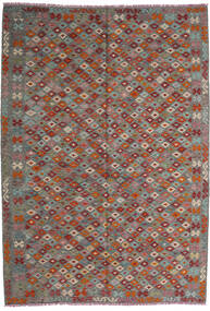 Kilim Afghan Old Style Tappeto 208X295 Di Lana Grigio/Rosso Carpetvista