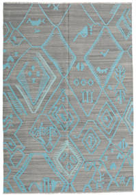  Kilim Moderne Tapis 203X292 De Laine Gris/Bleu Carpetvista
