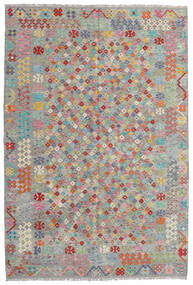 Kelim Afghan Old Stil Teppich 202X297 Grau/Orange Wolle, Afghanistan Carpetvista
