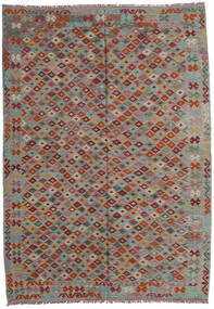 207X293 Kelim Afghan Old Stil Teppich Orientalischer Grau/Rot (Wolle, Afghanistan) Carpetvista