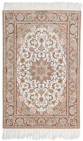  Orientalischer Isfahan Seidenkette Signatur Mazaheri Teppich 108X163 Beige/Hellgrau Persien/Iran Carpetvista