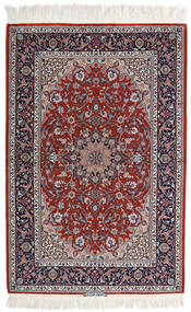  Persischer Isfahan Seidenkette Teppich 110X165 Rot/Grau ( Persien/Iran)