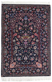  Isfahan Μεταξωτό Στημόνι Χαλι 110X160 Περσικό Μαλλινο Σκούρο Μωβ/Γκρι Μικρό Carpetvista