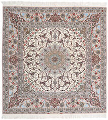  Orientalisk Isfahan Silkesvarp Signerad: Khazimi Matta 200X205 Kvadratisk Beige/Grå Persien/Iran Carpetvista