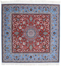 209X210 絨毯 オリエンタル イスファハン 絹の縦糸 正方形 レッド/グレー (ウール, ペルシャ/イラン) Carpetvista