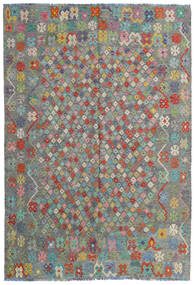  Kilim Afghan Old Style Tappeto 203X295 Di Lana Grigio/Verde Carpetvista