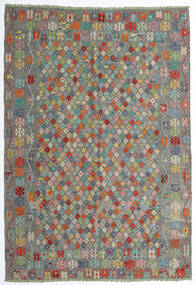 208X298 Kelim Afghan Old Style Matta Orientalisk Grå/Grön (Ull, Afghanistan) Carpetvista