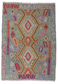  Kilim Afegão Old Style Tapete 100X141 Lã Cinzento/Vermelho Pequeno Carpetvista