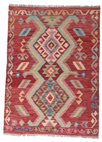 102X140 絨毯 キリム アフガン オールド スタイル オリエンタル レッド/ベージュ (ウール, アフガニスタン) Carpetvista