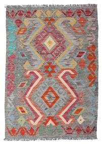  Orientalischer Kelim Afghan Old Stil Teppich 84X120 Grau/Rot Wolle, Afghanistan Carpetvista
