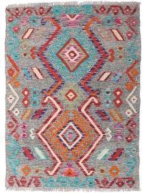  Orientalischer Kelim Afghan Old Stil Teppich 88X121 Grau/Rot Wolle, Afghanistan Carpetvista
