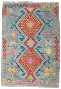  Orientalischer Kelim Afghan Old Stil Teppich 83X119 Grau/Rot Wolle, Afghanistan Carpetvista