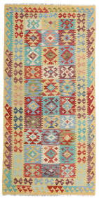  Kelim Afghan Old Stil Teppich 100X202 Rot/Gelb Carpetvista