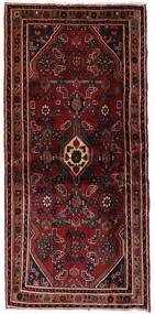 絨毯 ハマダン 98X209 ブラック/ダークレッド (ウール, ペルシャ/イラン)