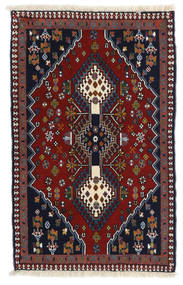  Yalameh Rug 64X100 Persian Wool Dark Purple/Dark Red Small Carpetvista
