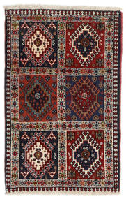 65X101 絨毯 オリエンタル ヤラメー ダークピンク/茶色 (ウール, ペルシャ/イラン) Carpetvista