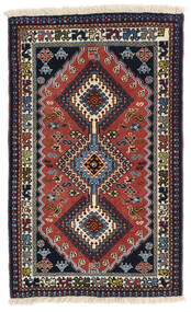  Orientalisk Yalameh Matta 60X99 Röd/Mörklila Ull, Persien/Iran Carpetvista