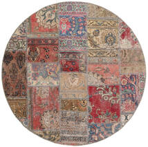  Ø 150 Tapete Patchwork - Persien/Iran Moderno Redondo Castanho/Laranja (Lã, Pérsia/Irão) Carpetvista