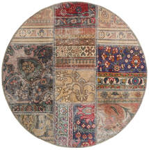 Ø 100 Patchwork - Persien/Iran Vloerkleed Modern Rond Oranje/Bruin (Wol, Perzië/Iran) Carpetvista