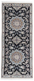  Orientalischer Nain Fine 9La Teppich 82X199 Läufer Grau/Dunkelgrau Wolle, Persien/Iran Carpetvista