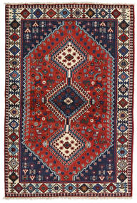  Orientalischer Yalameh Teppich 102X153 Rot/Dunkellila Wolle, Persien/Iran Carpetvista