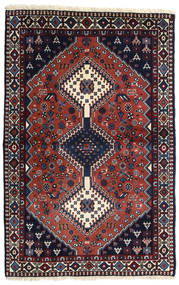  Orientalisk Yalameh Matta 102X156 Mörklila/Röd Ull, Persien/Iran Carpetvista