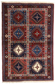 100X151 Yalameh Matta Orientalisk Mörkrosa/Mörkröd (Ull, Persien/Iran) Carpetvista