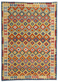 Kelim Afghan Old Style Teppe 209X292 Oransje/Beige Ull, Afghanistan Carpetvista