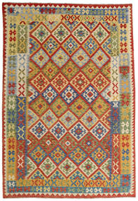  Oriental Kilim Afghan Old Style Rug 202X291 Beige/Red Wool, Afghanistan Carpetvista