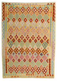  Orientalsk Kelim Afghan Old Style Tæppe 209X287 Orange/Beige Uld, Afghanistan Carpetvista