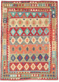  Orientalischer Kelim Afghan Old Stil Teppich 209X295 Beige/Rot Wolle, Afghanistan Carpetvista