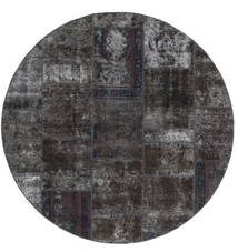 絨毯 Patchwork - Persien/Iran Ø 200 ラウンド ダークグレー/グレー (ウール, ペルシャ/イラン)