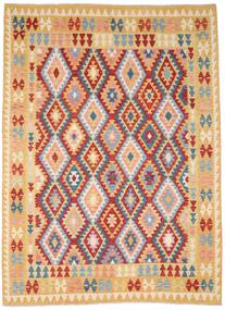 Kelim Afghan Old Stil Teppich 212X287 Beige/Rot Wolle, Afghanistan Carpetvista