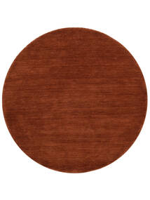  Ø 250 Einfarbig Groß Handloom Teppich - Rost Wolle