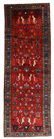 112X330 絨毯 ハマダン オリエンタル 廊下 カーペット ブラック/ダークレッド (ウール, ペルシャ/イラン) Carpetvista