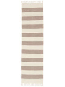 廊下 絨毯 80X300 綿 コットン Stripe - 茶色