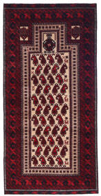  Persian Baluch Rug 98X209 Dark Pink/Dark Red Carpetvista