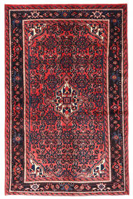  Persischer Hosseinabad Teppich 132X205 Rot/Dunkelrosa Carpetvista