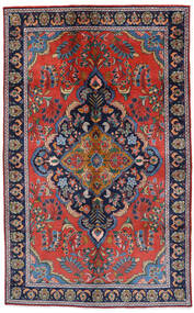 Sarouk Rug Rug 157X254 Red/Dark Blue Wool, Persia/Iran Carpetvista
