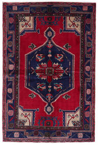 154X234 Tapis D'orient Hamadan Violet Foncé/Rouge Foncé (Laine, Perse/Iran) Carpetvista