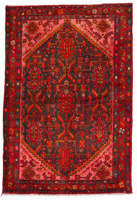 絨毯 ペルシャ ハマダン 135X205 レッド/ダークレッド (ウール, ペルシャ/イラン)