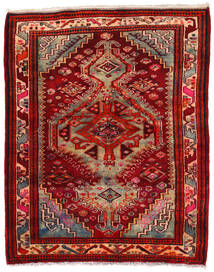  Orientalisk Hamadan Matta 150X180 Röd/Mörkröd Ull, Persien/Iran Carpetvista