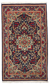  Orientalischer Kerman Teppich 87X145 Beige/Dunkellila Wolle, Persien/Iran Carpetvista