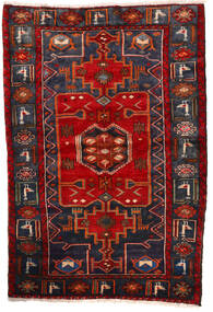 127X190 Hamadan Teppich Orientalischer Rot/Dunkelrosa (Wolle, Persien/Iran) Carpetvista