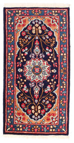 Alfombra Kerman 64X123 Rojo/Púrpura Oscuro (Lana, Persia/Irán)