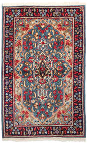  Orientalischer Kerman Teppich 88X143 Rot/Dunkelrosa Wolle, Persien/Iran Carpetvista