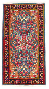  Perzisch Kerman Vloerkleed 65X125 Rood/Blauw Carpetvista