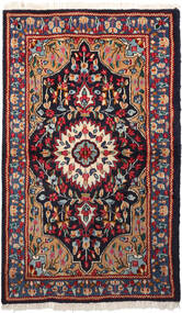 Kerman Teppich 92X158 Dunkellila/Braun Wolle, Persien/Iran Carpetvista