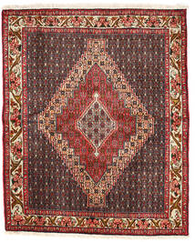 Senneh Vloerkleed 127X155 Rood/Bruin Wol, Perzië/Iran Carpetvista